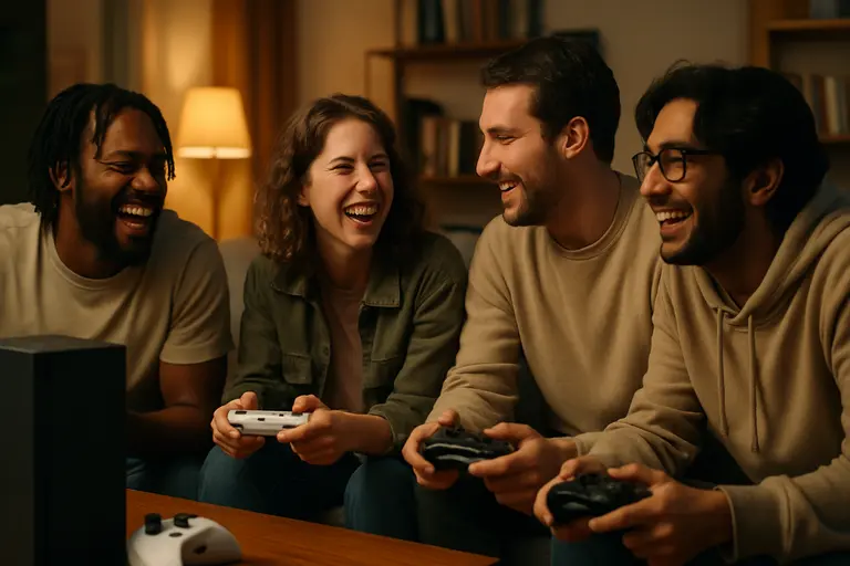 Group of players using different devices for the same gaming service